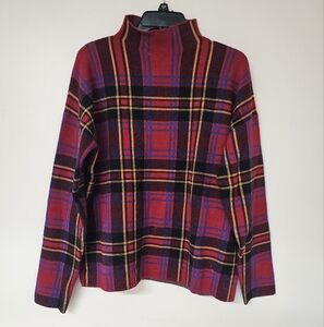 TAHARI  Plaid Mock Neck Sweater size XL